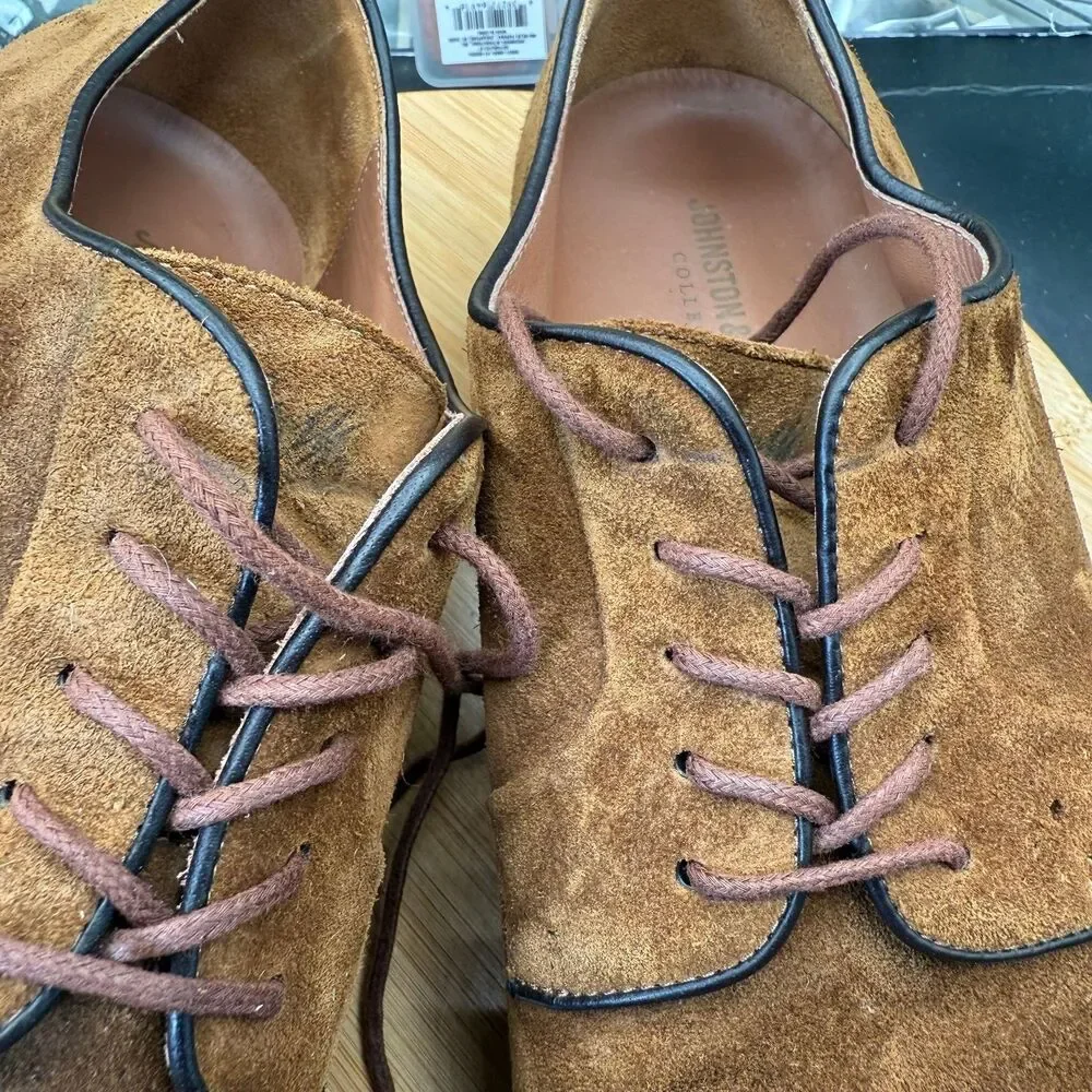 JOHNSTON & MURPHY MENS HARTFORD PLAIN TOE OXFORD SNUFF SUEDE SZ 12 Made in Italy
